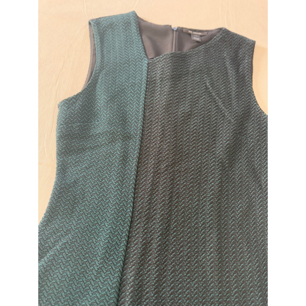 St. John Refined Textured Herringbone Fit & Flare Dress Petrol/Caviar Dress Sz 4 - Picture 5 of 9